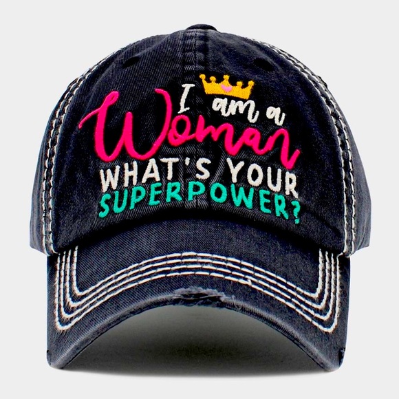 Distressed Adjustable Denim Baseball Cap for Ladies, Embroidered Patch Ball Cap - Picture 2 of 4